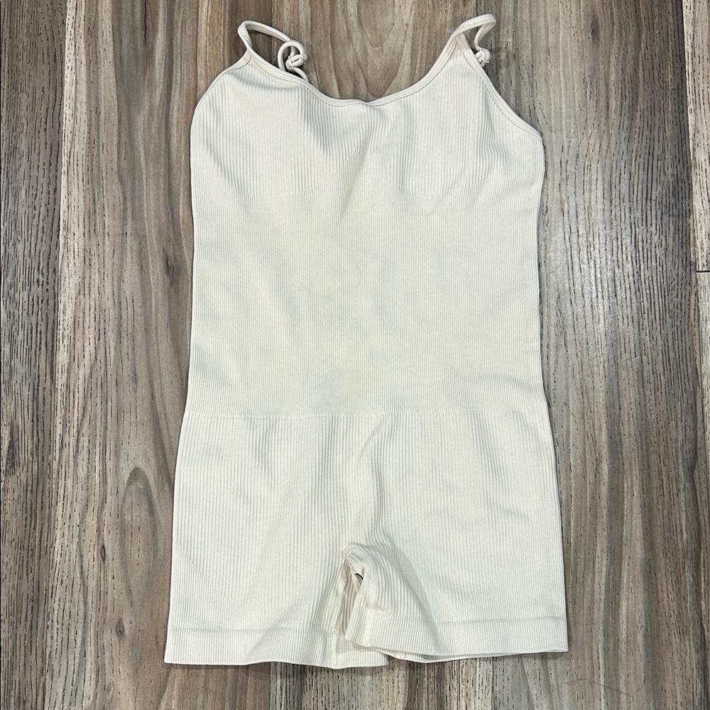 Women's Cream Ribbed Bodysuit